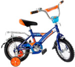 Велосипед детский средние колеса 12 с боковыми колесиками синий односкоростной NOVATRACK TWIST