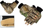 Перчатки-варежки зимние защита ладоней фли сотстегивающие сякамуфляж AZOR 344-004
