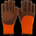 Перчатки зимние, утепленные, с начесом, оранжевые, пальцы полностью облитые и ладонь, на резинке